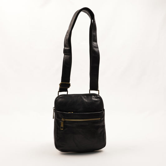 PLLCD PU Leather Crossbody Bag – Unisex Small Shoulder Messenger Bag with Zipper Pocket for Everyday & Travel