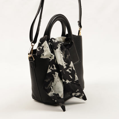 PLLCD Women’s PU Leather Handbag – Stylish Circle Handle Tote with Shoulder Strap & Scarf Accessory