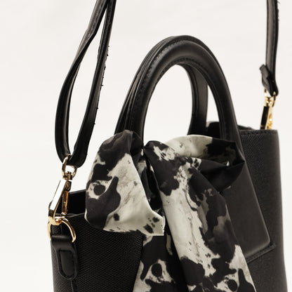 PLLCD Women’s PU Leather Handbag – Stylish Circle Handle Tote with Shoulder Strap & Scarf Accessory