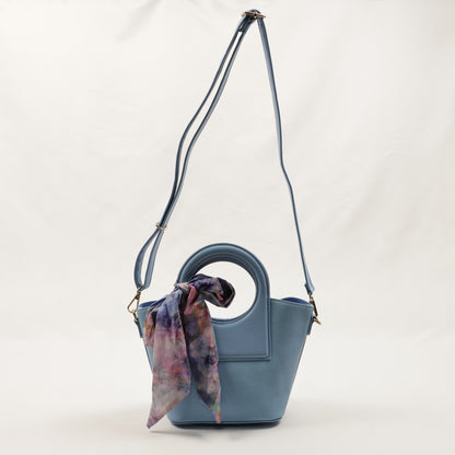 PLLCD Women’s PU Leather Handbag – Stylish Circle Handle Tote with Shoulder Strap & Scarf Accessory
