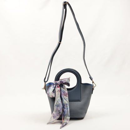 PLLCD Women’s PU Leather Handbag – Stylish Circle Handle Tote with Shoulder Strap & Scarf Accessory