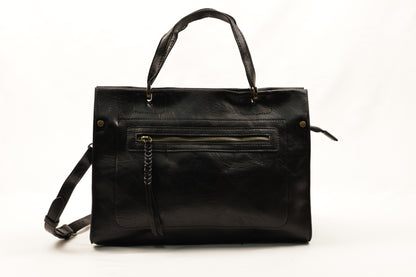 PLLCD Women’s PU Leather Tote Bag – Large Black Shoulder & Crossbody Handbag with Adjustable Strap for Work, Business & Daily Use