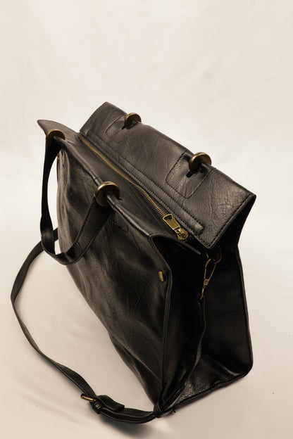 PLLCD Women’s PU Leather Tote Bag – Large Black Shoulder & Crossbody Handbag with Adjustable Strap for Work, Business & Daily Use