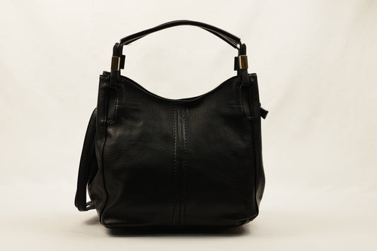 PLLCD Black PU Leather Hobo Bag - Elegant & Spacious for Daily Essentials