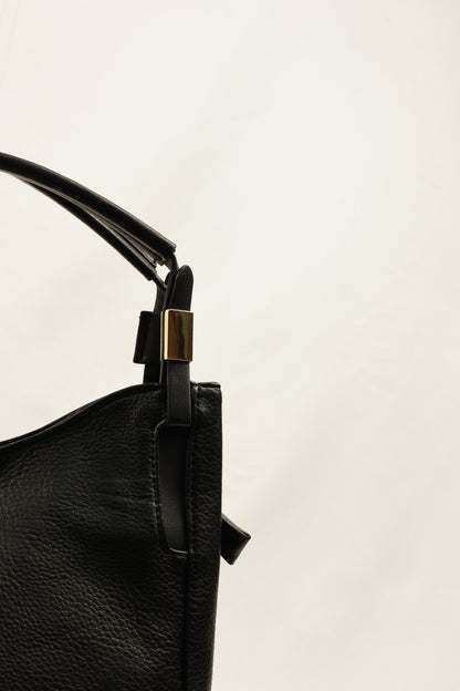 PLLCD Black PU Leather Hobo Bag - Elegant & Spacious for Daily Essentials