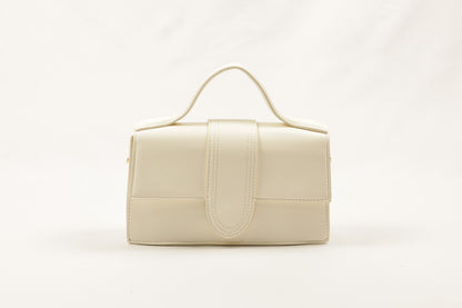 PLLCD Cream White PU Leather Top-Handle Crossbody Bag - Elegant Mini Bag for Daily & Party