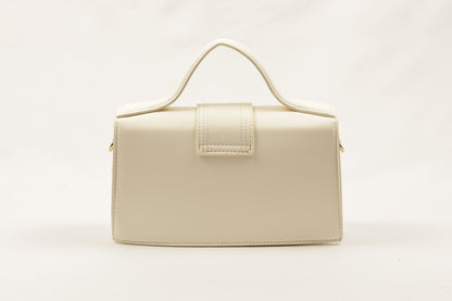 PLLCD Cream White PU Leather Top-Handle Crossbody Bag - Elegant Mini Bag for Daily & Party