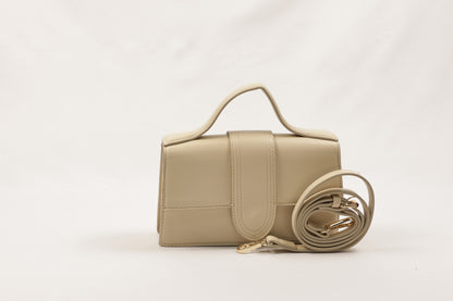 PLLCD Cream White PU Leather Top-Handle Crossbody Bag - Elegant Mini Bag for Daily & Party