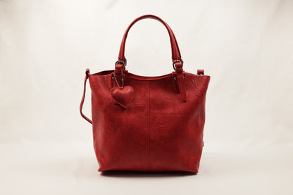 PLLCD Chic Black PU Leather Tote Bag with Heart Charm - Spacious Convertible Shoulder Bag for Women