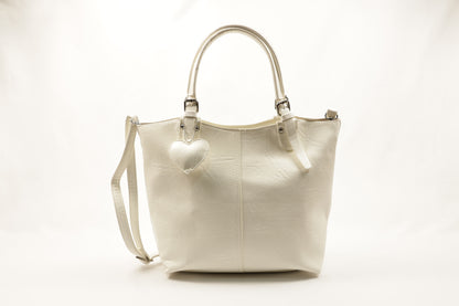 PLLCD Chic Black PU Leather Tote Bag with Heart Charm - Spacious Convertible Shoulder Bag for Women