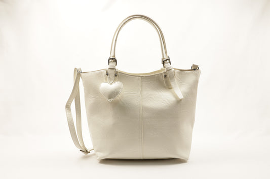 PLLCD Chic Black PU Leather Tote Bag with Heart Charm - Spacious Convertible Shoulder Bag for Women