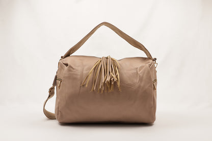 PLLCD Women’s PU Leather Shoulder Bag – Large White Tassel Handbag, Crossbody & Tote Bag for Work, Travel, and Daily Use