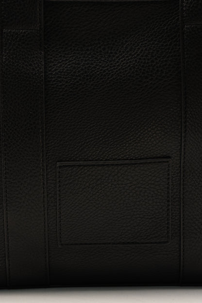 PLLCD Black PU Leather Tote Bag - Large Capacity 15.5x25.5x33.5cm Adjustable Strap (88-114.5cm) Stylish Work Travel Handbag
