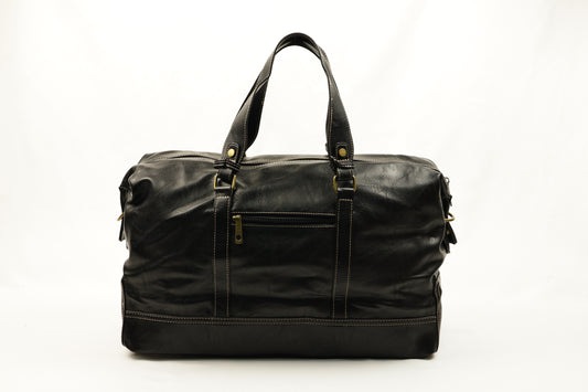 PLLCD Vintage Black Weekender Bag - 47x17.5x27.5cm with Adjustable Strap (74–134cm)