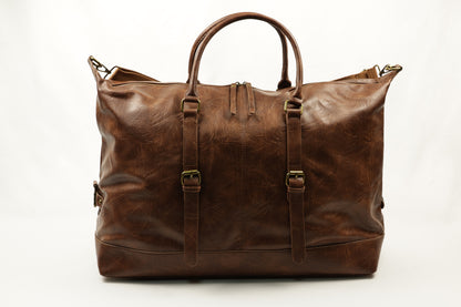 PLLCD Vintage Brown Weekender Bag - 35.5x53x24cm with Adjustable Long Strap (72.5–134cm)