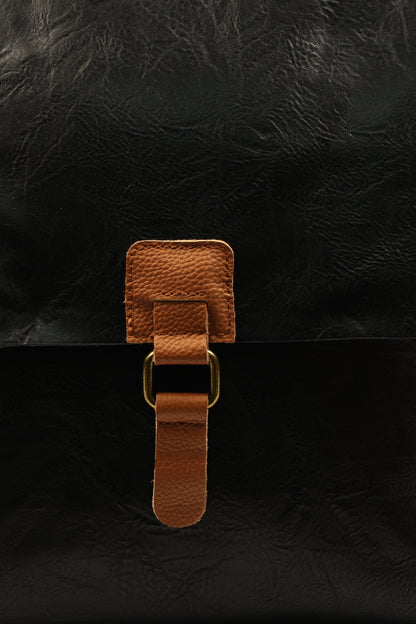 PLLCD Vintage Gray Backpack - 29.5x9.5x32cm with Retro Buckle Detail