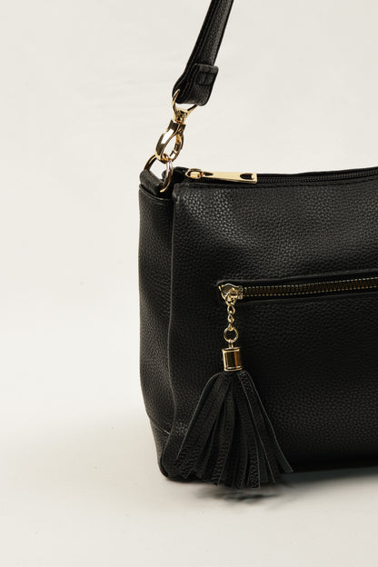 PLLCD Metallic Gray Shoulder & Crossbody Bag - 11x28x17.5cm with Adjustable Long Strap (73–135cm)