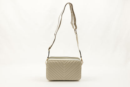 PLLCD Quilted Black Crossbody Bag - 23x14x8cm with Adjustable Patterned Long Strap (85.5–137.5cm)