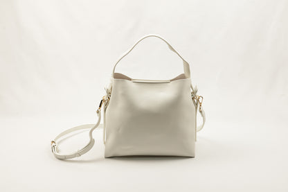 PLLCD Minimalist White Bucket Bag - 12x27.5x23.5cm with Adjustable Long Strap (107.5–120.5cm)