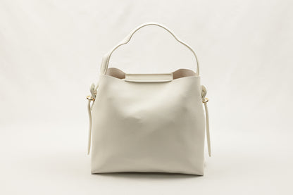 PLLCD Minimalist White Bucket Bag - 12x27.5x23.5cm with Adjustable Long Strap (107.5–120.5cm)